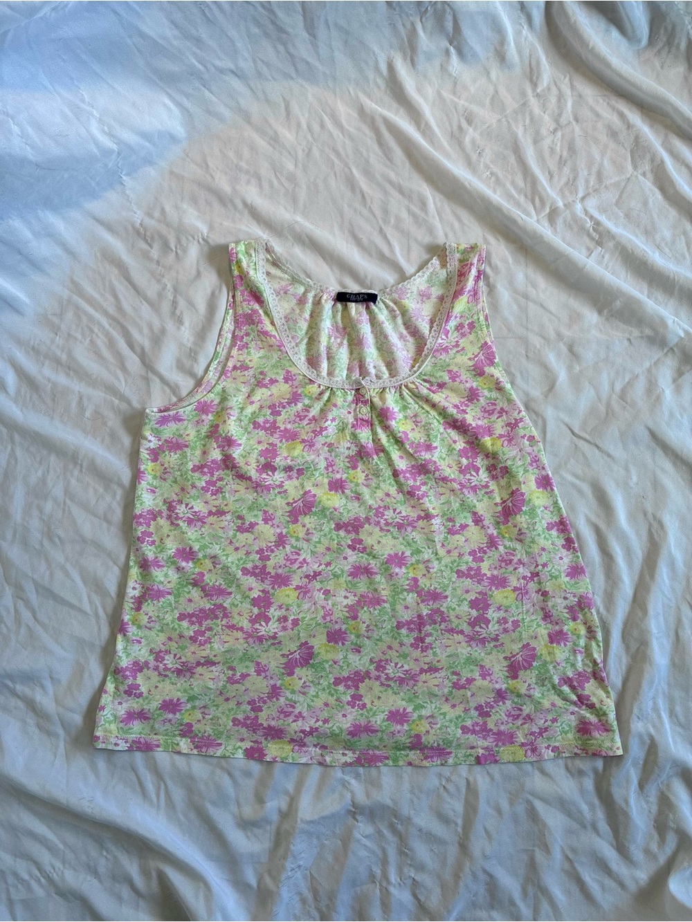 Chaps Floral Knit Tank Top
